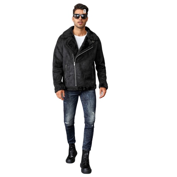 Men’s Sherpa Aviator Moto Jacket - Picture 3 of 4